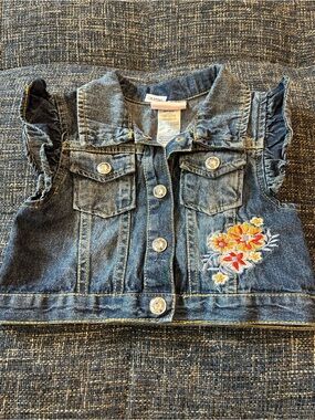 Little Lass Toddler Floral Embroidered Denim Jean Vest